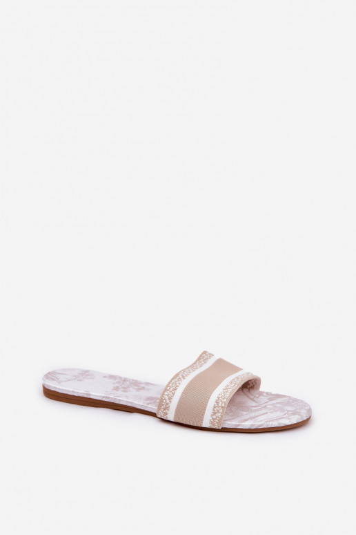 À motifs isocèle Pantoufles pour femmes beige Leysi