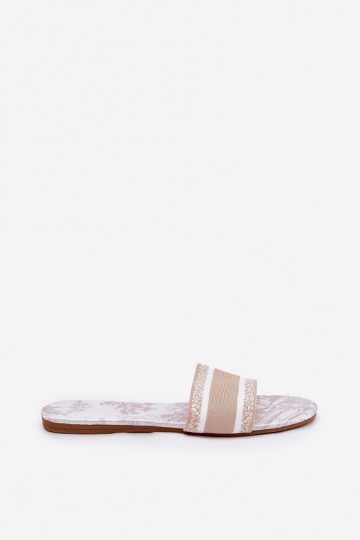 À motifs isocèle Pantoufles pour femmes beige Leysi