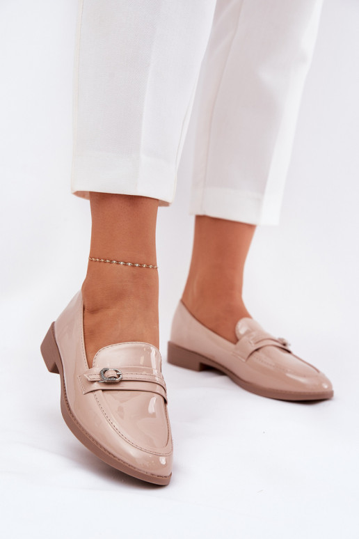 Mocassins laqués Féminin décorer avec boucles beige Mollan Mocassins laqués Féminin décorer avec boucles beige Mollan