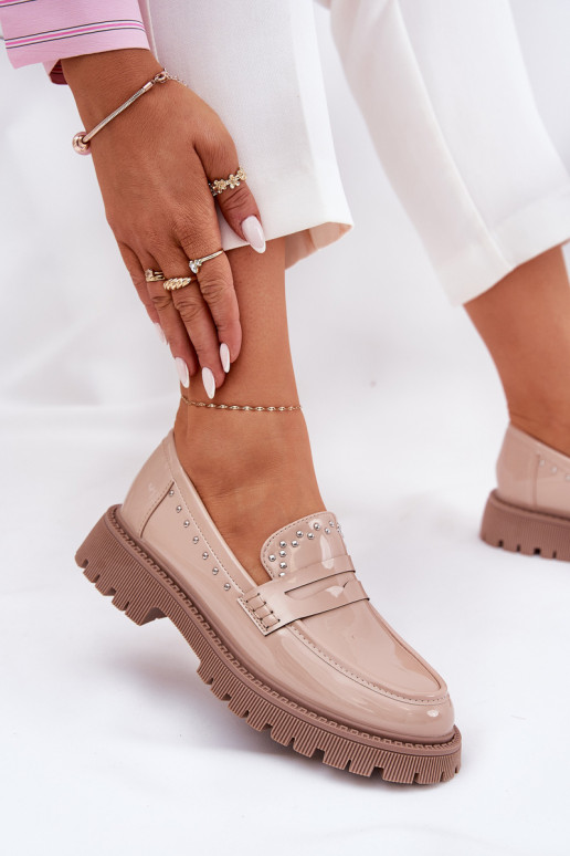 mocassins pour femmes avec effet vernis Avec décoration beige Activéllae