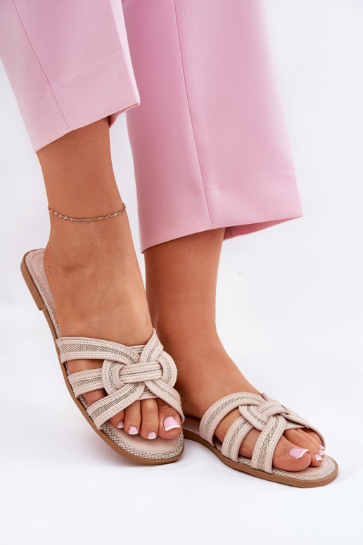 Chaussons Appartement pour femmes Z Przeplatającymi Się Paskami beige Acimine Chaussons Appartement pour femmes Z Przeplatającymi Się Paskami beige Acimine