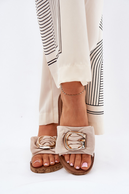 isocèle Pantoufles pour femmes Avec des décorations Detalem beige Nellodra