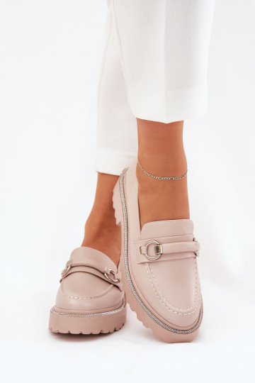 mocassins pour femmes Décoré Cyrkoniami beige Patina 2