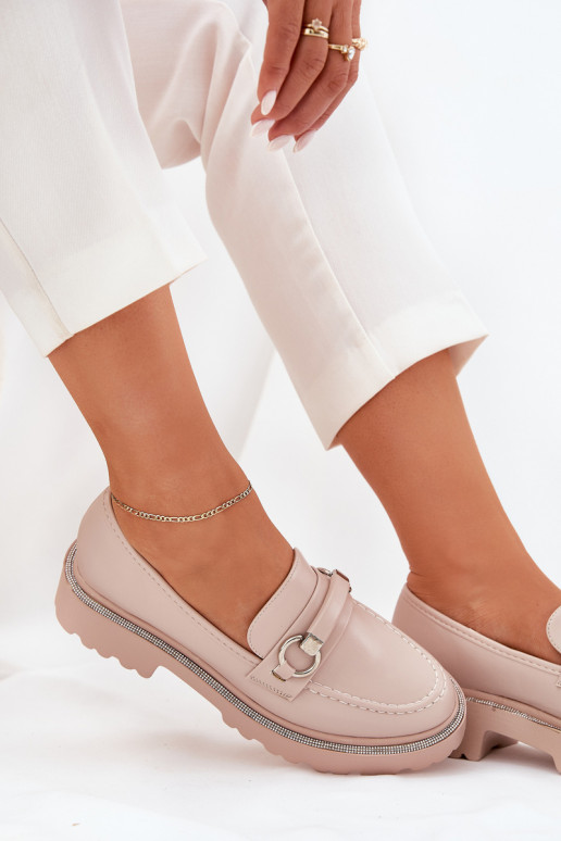 mocassins pour femmes Décoré Cyrkoniami beige Patina