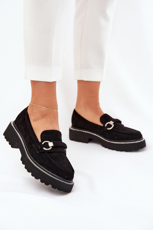 mocassins pour femmes Décoré Cyrkoniami couleur noire Patina