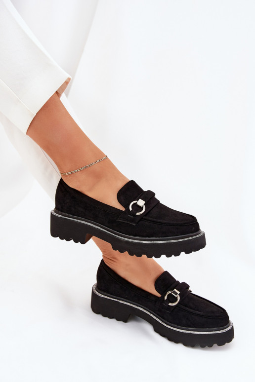 mocassins pour femmes Décoré Cyrkoniami couleur noire Patina