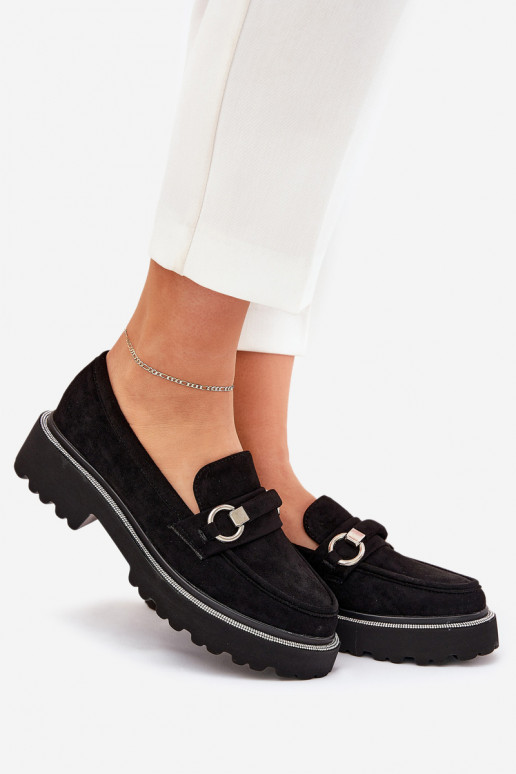 mocassins pour femmes Décoré Cyrkoniami couleur noire Patina