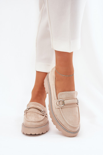 mocassins pour femmes Décoré Cyrkoniami beige Patina 2