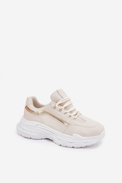 Chaussures modèle baskets baskets Féminin Sur une semelle épaisse beige Lerila