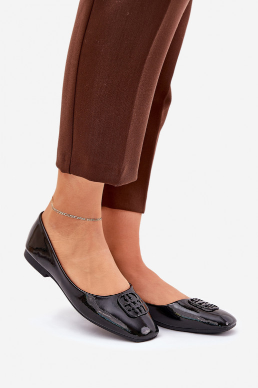 avec effet vernis Style élégant Ballerines Féminin Avec des décorations Detalem Vinceza 17377 couleur noire avec effet vernis Style élégant Ballerines Féminin Avec des décorations Detalem Vinceza 17377 couleur noire