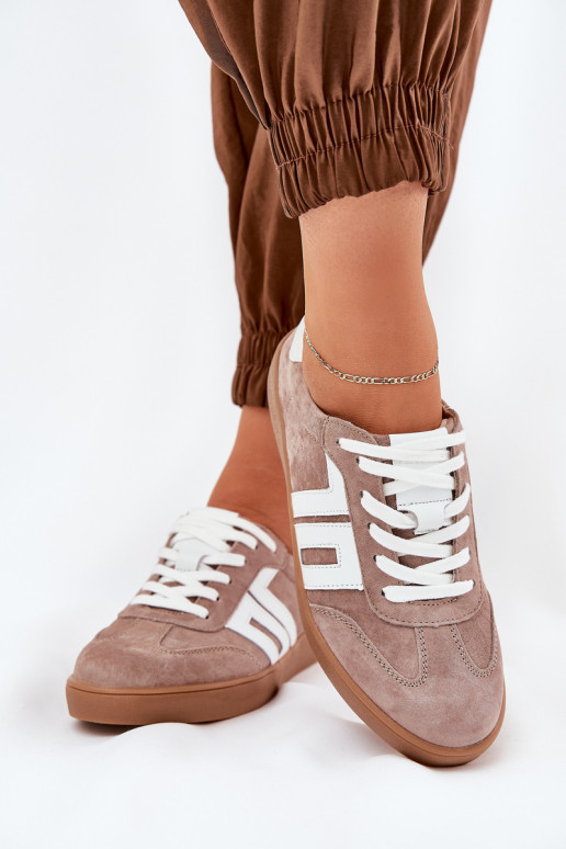 Chaussures modèle baskets baskets en daim Vinceza 79517 beige