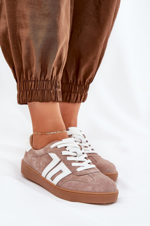 Chaussures modèle baskets baskets en daim Vinceza 79517 beige