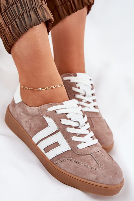 Chaussures modèle baskets baskets en daim Vinceza 79517 beige