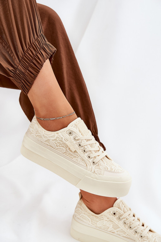 avec des motifs de dentelle Chaussures de loisirs Big Star RR274746 beige avec des motifs de dentelle Chaussures de loisirs Big Star RR274746 beige