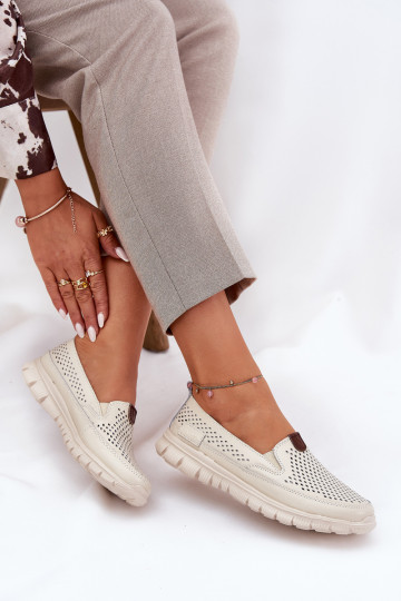 Ballerines ajourées Fabriqué en cuir naturel Vinceza 95336 beige