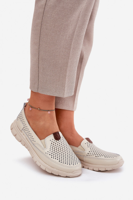 Ballerines ajourées Fabriqué en cuir naturel Vinceza 95336 beige Ballerines ajourées Fabriqué en cuir naturel Vinceza 95336 beige