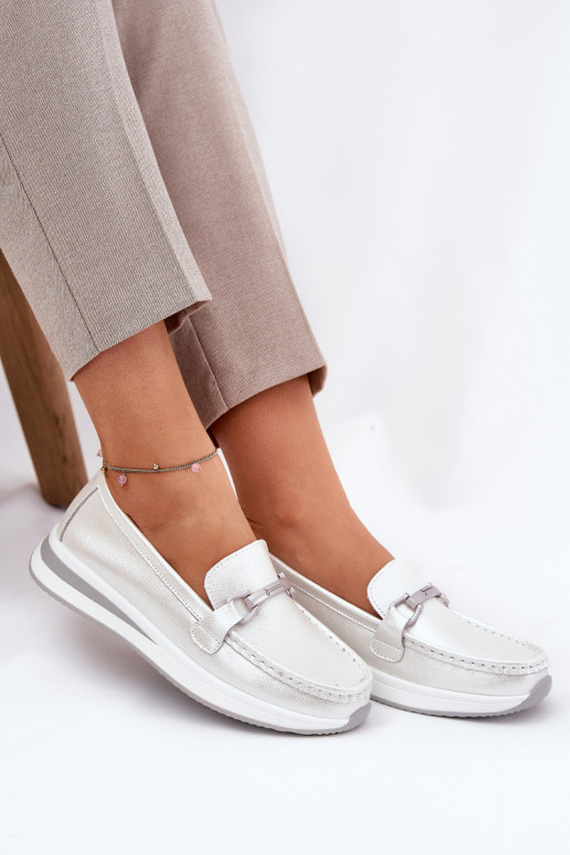 Peau mocassins pour femmes S.Barski GR51-598 nacre Peau mocassins pour femmes S.Barski GR51-598 nacre