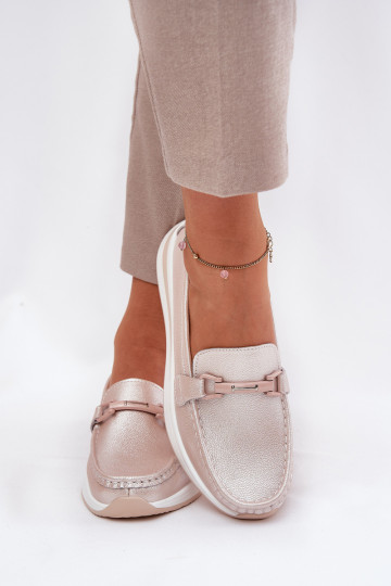Peau mocassins pour femmes S.Barski GR51-598 couleur perle rose 2