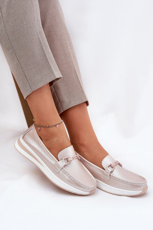 Peau mocassins pour femmes S.Barski GR51-598 couleur perle rose Peau mocassins pour femmes S.Barski GR51-598 couleur perle rose