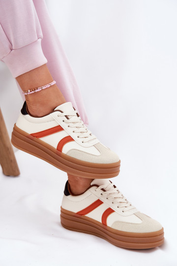 Chaussures modèle baskets Féminin avec une plateforme beige Tolianna