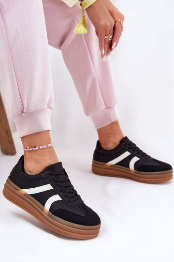 Baskets sportives avec plateforme couleur noire