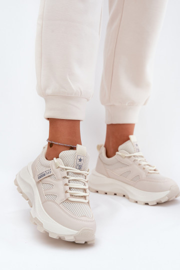 baskets Chaussures modèle baskets Féminin Sur une semelle épaisse beige Prononice 2