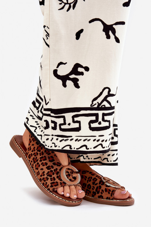 Sandales plates à motif léopard,...