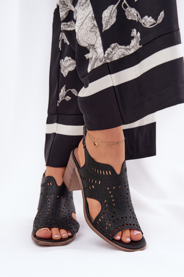 Talons hauts ajourés noirs pour femmes Tosine