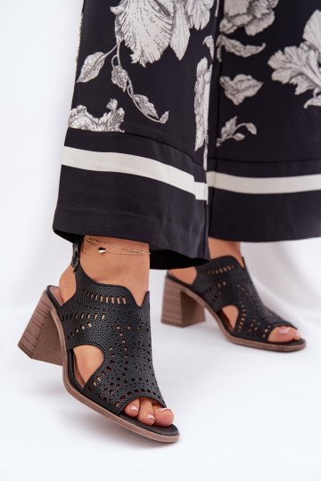 Talons hauts ajourés noirs pour femmes Tosine 2