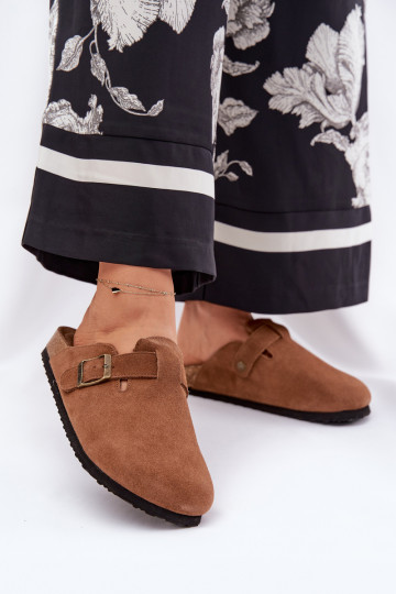 Pantoufles de Suèdes Sabots Féminin avec boucles Big Star RR274A387 marron 2