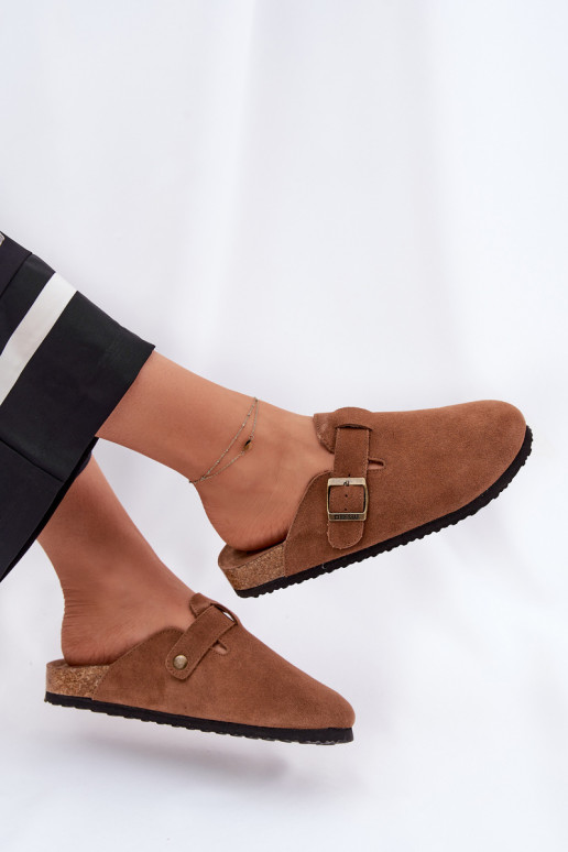 Pantoufles de Suèdes Sabots Féminin avec boucles Big Star RR274A387 marron Pantoufles de Suèdes Sabots Féminin avec boucles Big Star RR274A387 marron