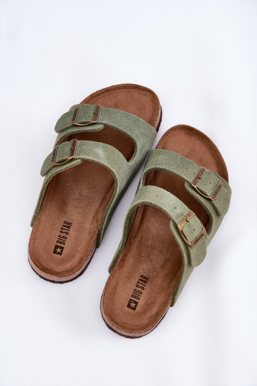 Chaussons femme en daim avec boucles Big Star RR274A393 couleur verte Chaussons femme en daim avec boucles Big Star RR274A393 couleur verte