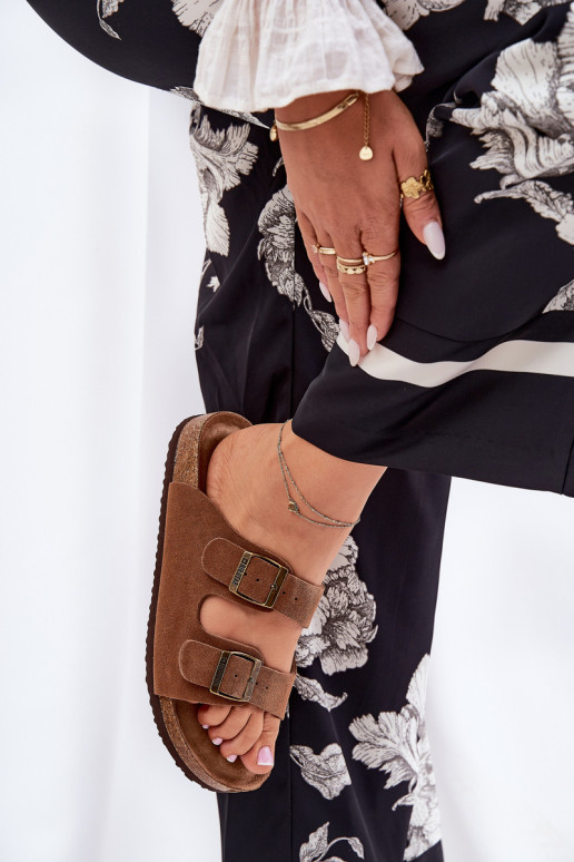 Chaussons femme en daim avec boucles Big Star RR274A394 marron Chaussons femme en daim avec boucles Big Star RR274A394 marron