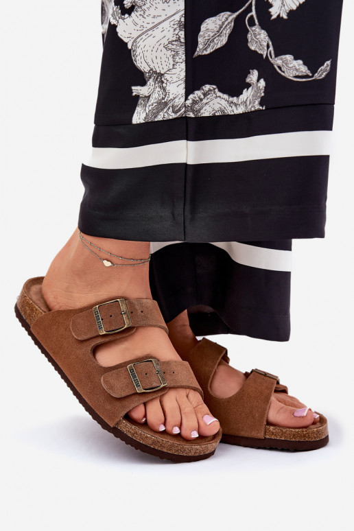 Chaussons femme en daim avec boucles Big Star RR274A394 marron Chaussons femme en daim avec boucles Big Star RR274A394 marron