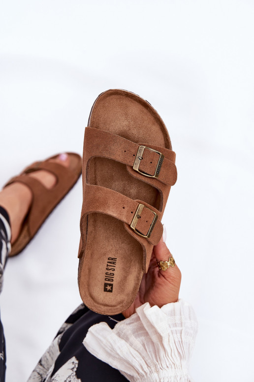 Chaussons femme en daim avec boucles Big Star RR274A394 marron Chaussons femme en daim avec boucles Big Star RR274A394 marron