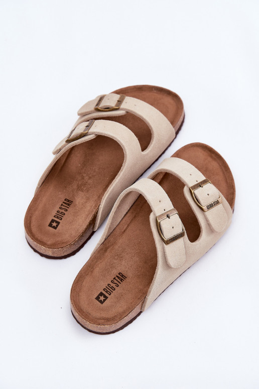 Chaussons femme en daim avec boucles Big Star RR274A391 beige Chaussons femme en daim avec boucles Big Star RR274A391 beige