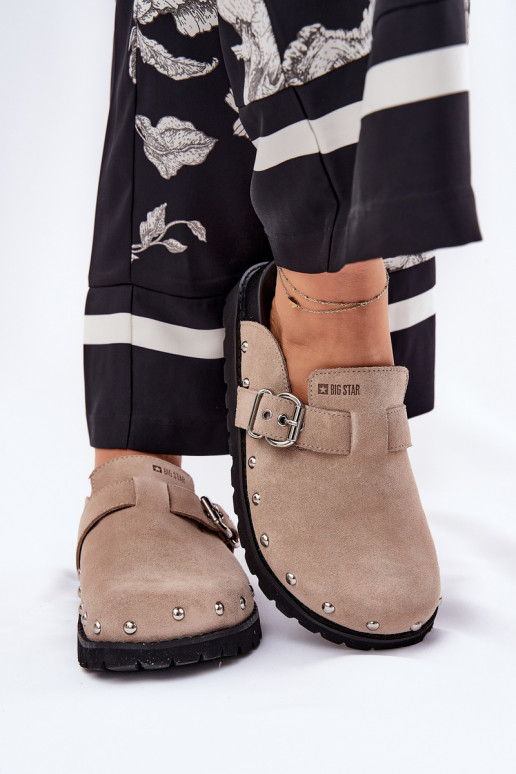 Pantoufles de Suèdes Sabots Féminin avec une plateforme Big Star RR274A376 beige Pantoufles de Suèdes Sabots Féminin avec une plateforme Big Star RR274A376 beige