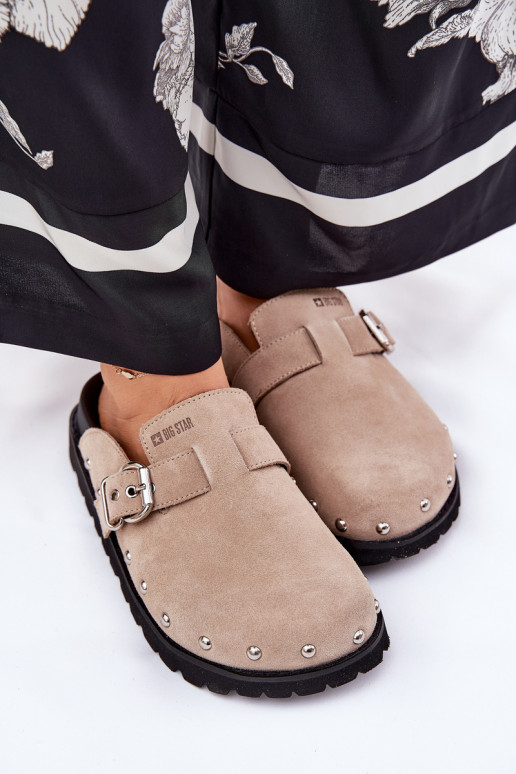 Pantoufles de Suèdes Sabots Féminin avec une plateforme Big Star RR274A376 beige Pantoufles de Suèdes Sabots Féminin avec une plateforme Big Star RR274A376 beige