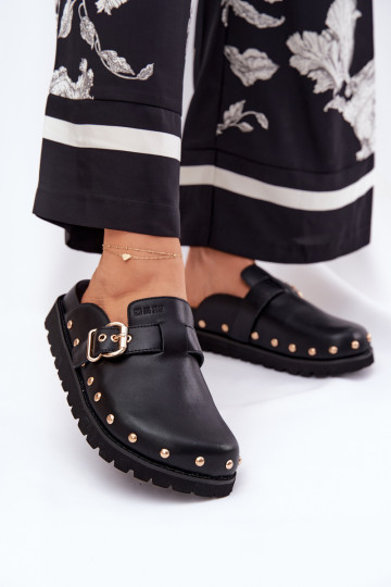 Chaussons en cuir noirs avec plateforme pour femmes Big Star RR274A378