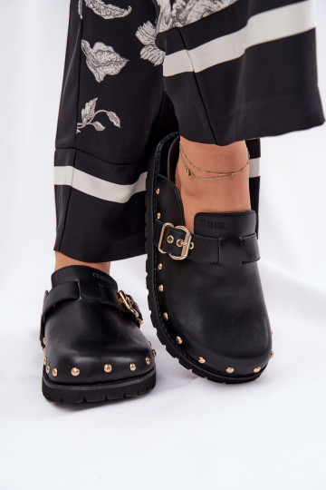 Chaussons en cuir noirs avec plateforme pour femmes Big Star RR274A378 2