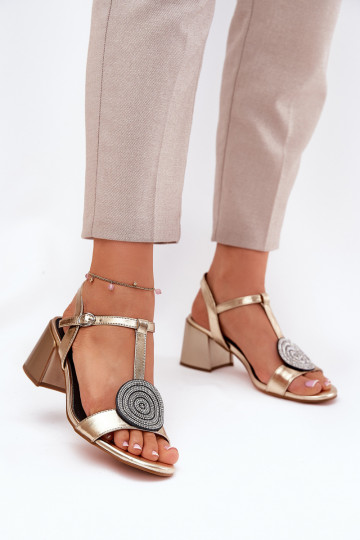 Sandales à talons pour femmes avec des ornements D&A JC51-842 couleur dorée 2