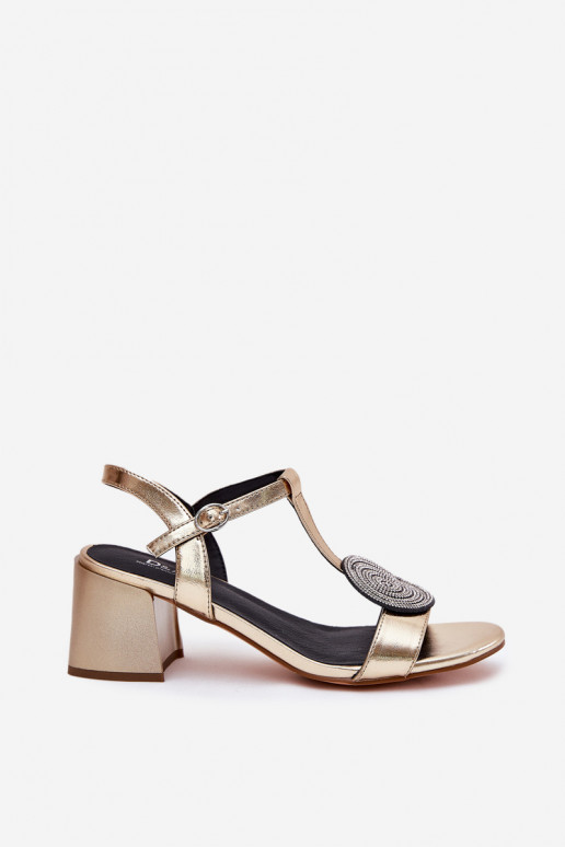 Sandales à talons pour femmes avec des ornements D&A JC51-842 couleur dorée Sandales à talons pour femmes avec des ornements D&A JC51-842 couleur dorée