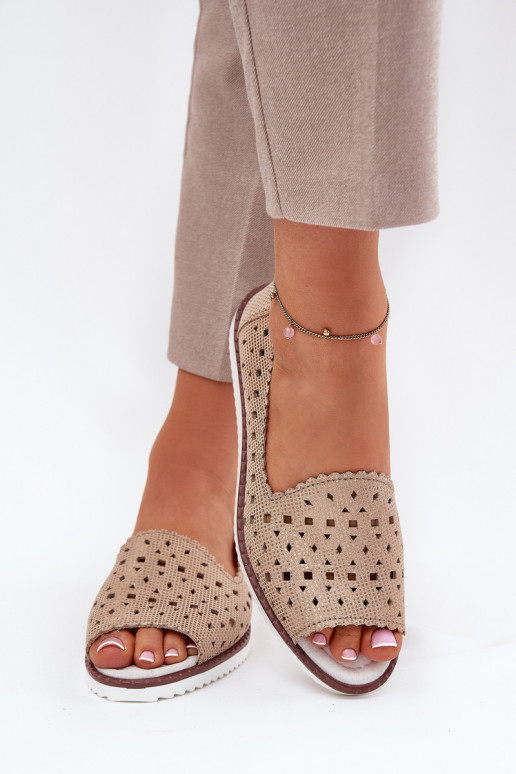 Peau Ballerines ajourées Z Odkrytymi Palcami S.Barski LR51-922 couleur dorée Peau Ballerines ajourées Z Odkrytymi Palcami S.Barski LR51-922 couleur dorée