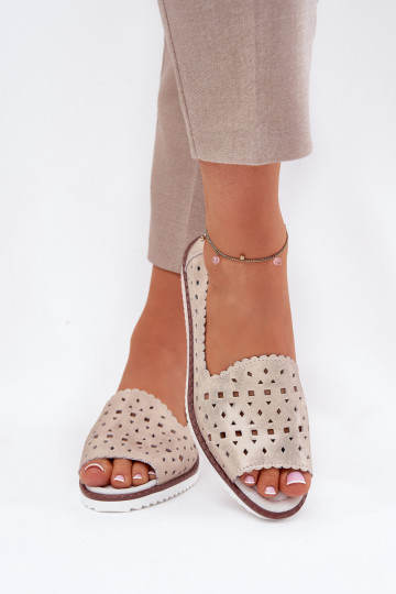 Peau Ballerines ajourées Z Odkrytymi Palcami S.Barski LR51-922 beige
