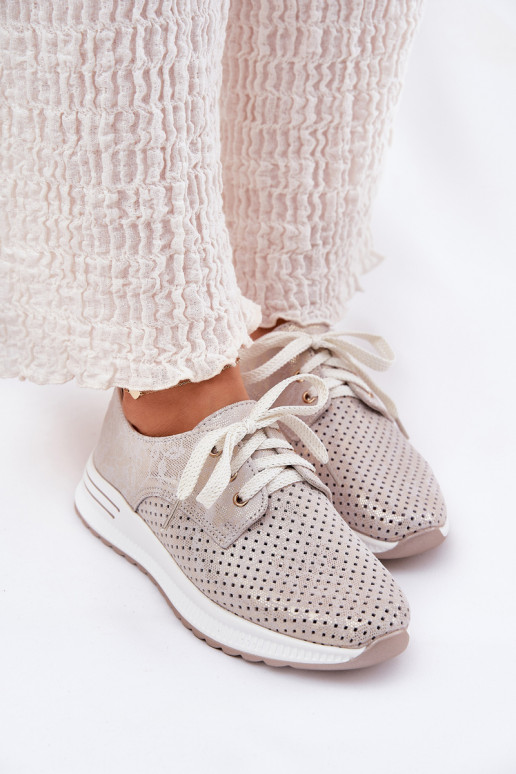 Peau  chaussures Féminin avec une plateforme Artiker 56C2113 beige-couleur dorée Peau  chaussures Féminin avec une plateforme Artiker 56C2113 beige-couleur dorée