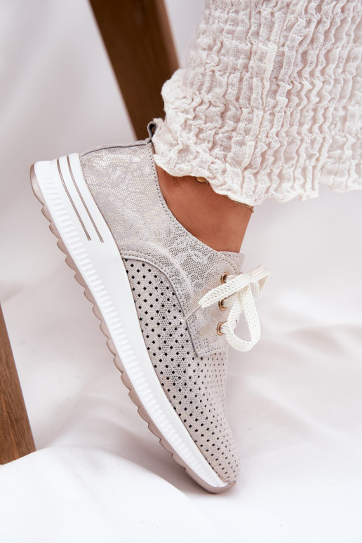 Peau  chaussures Féminin avec une plateforme Artiker 56C2113 beige-couleur dorée Peau  chaussures Féminin avec une plateforme Artiker 56C2113 beige-couleur dorée