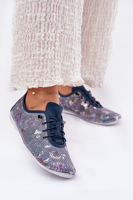 chaussures Féminin Fabriqué en cuir naturel À motifs Artiker 56C2691 couleur bleue