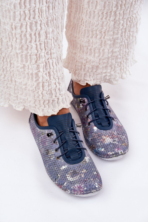 chaussures Féminin Fabriqué en cuir naturel À motifs Artiker 56C2691 couleur bleue