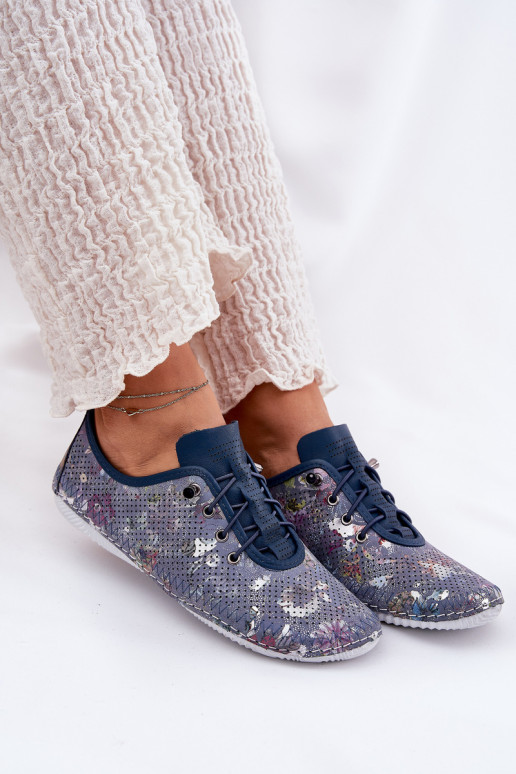 chaussures Féminin Fabriqué en cuir naturel À motifs Artiker 56C2691 couleur bleue