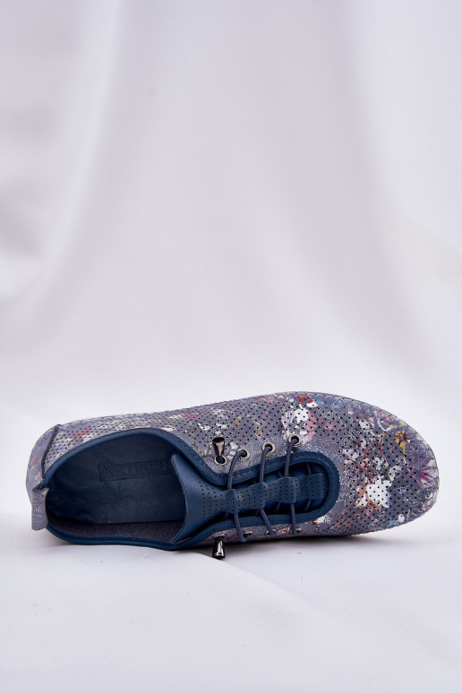 chaussures Féminin Fabriqué en cuir naturel À motifs Artiker 56C2691 couleur bleue